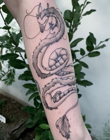 Grey Shaded Dragon Forearm Half Sleeve Tattoo