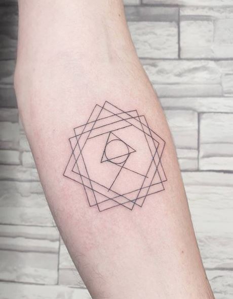 Symmetrical Geometric Shapes Forearm Tattoo