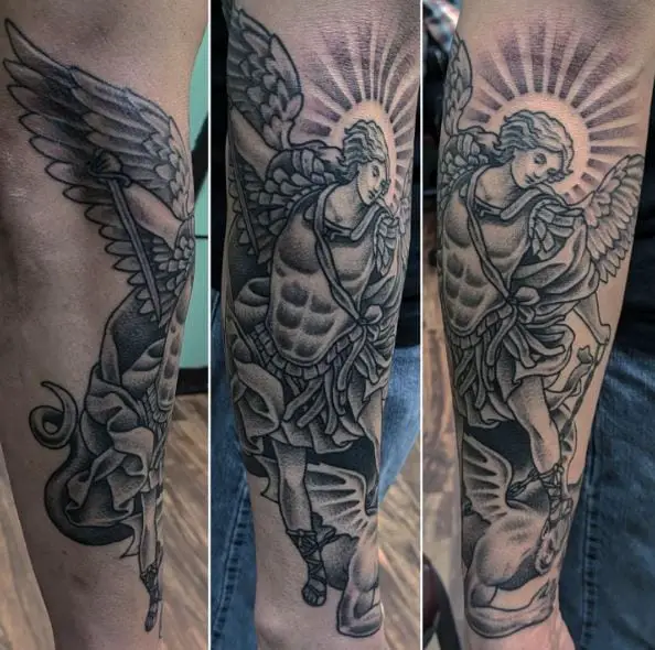 St Michael Angel Forearm Tattoo