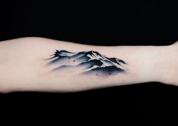 Black Mountains Abstract Forearm Tattoo