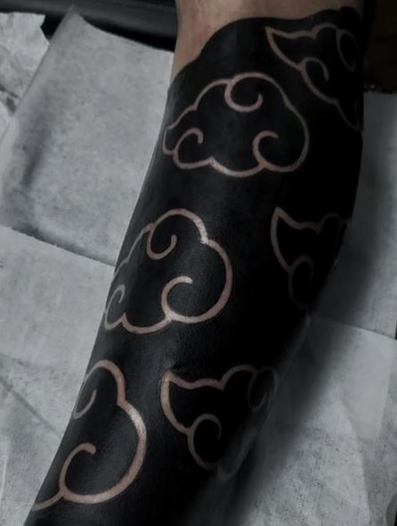 Black Akatsuki Cloud Forearm Sleeve Tattoo