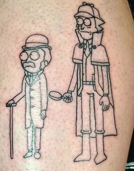 Rick and Morty as Sherlock Holmes and Dr. Watson Tattoo