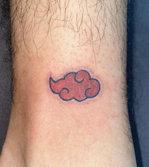 Red Akatsuki Cloud Ankle Tattoo