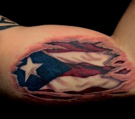 Colorful Puerto Rico Flag Inner Biceps Tattoo