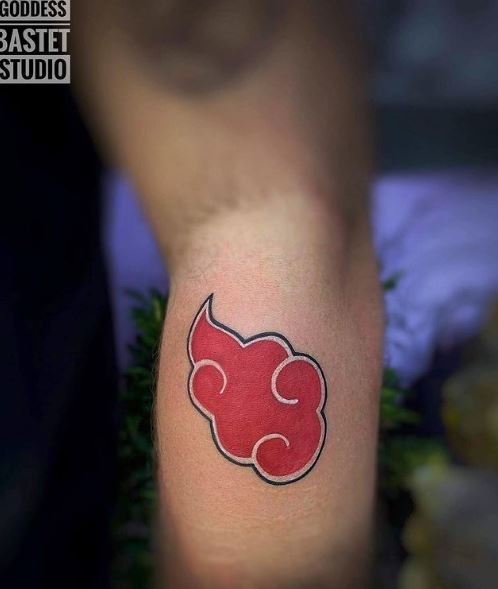 Red Akatsuki Cloud Forearm Tattoo