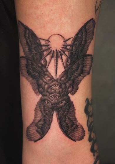 Angel Wings with Eyes Arm Tattoo
