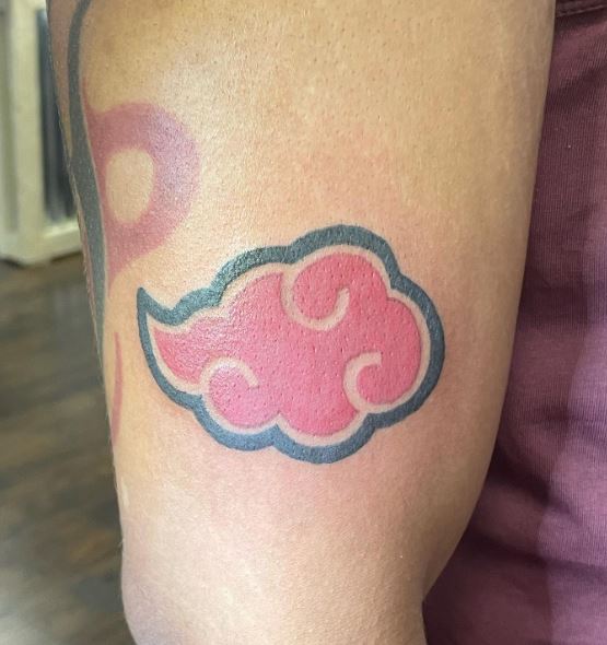 Red Akatsuki Cloud Biceps Tattoo