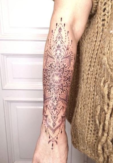 Ornamental Mandala Forearm Sleeve Tattoo