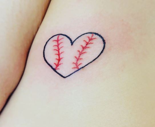 Heart with Baseball Seam Stitches Tattoo