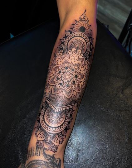 Ornamented Mandala Forearm Sleeve Tattoo