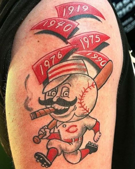 Cincinnati Reds Baseball Player Arm Tattoo