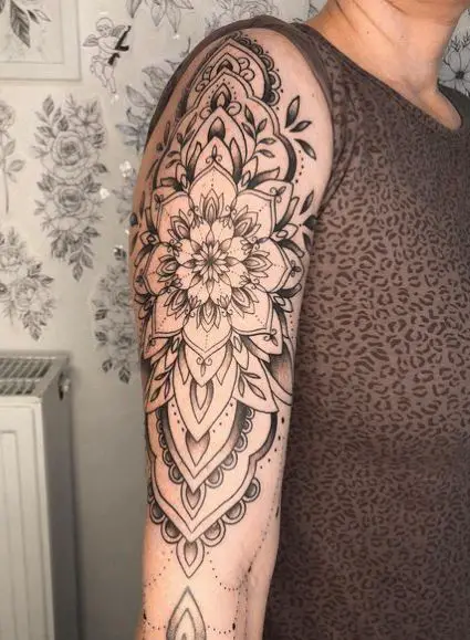 Floral Mandala Arm Half Sleeve Tattoo