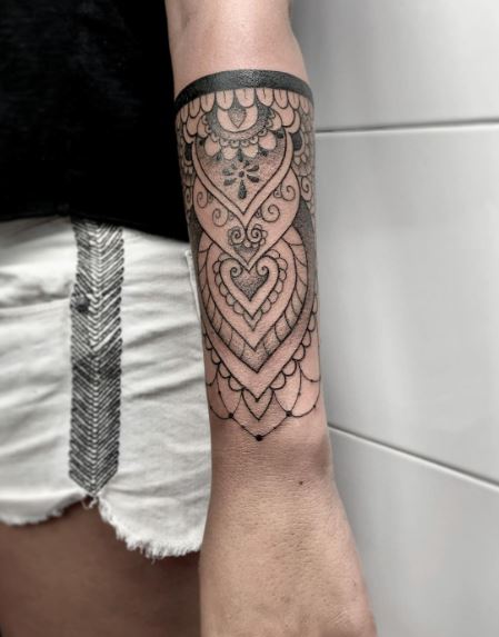 Ornamental Mandala Forearm Sleeve Tattoo