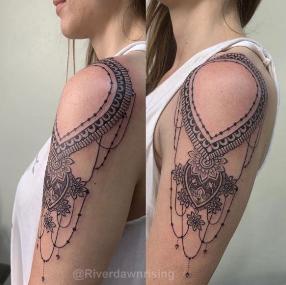 Henna Inspired Ornamental Arm Half Sleeve Tattoo