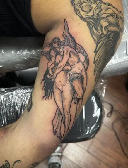 Angels Couple Back of Arm Tattoo