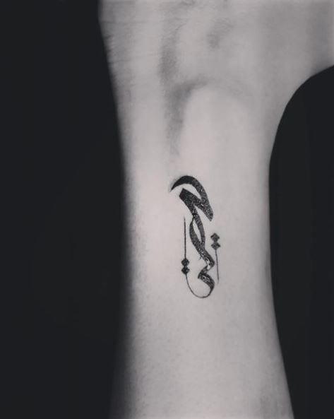 Arabic Ink Art Ankle Tattoo