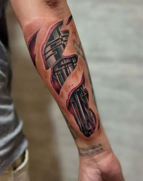 Biomechanical Forearm Tattoo