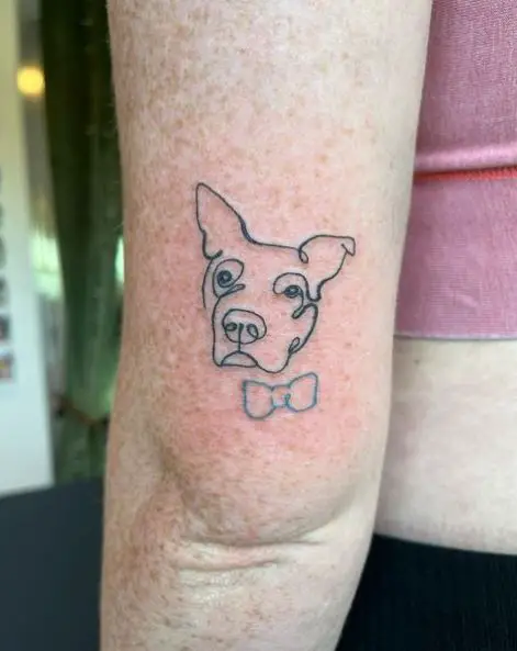 Black Line Mini Dog Face Tattoo