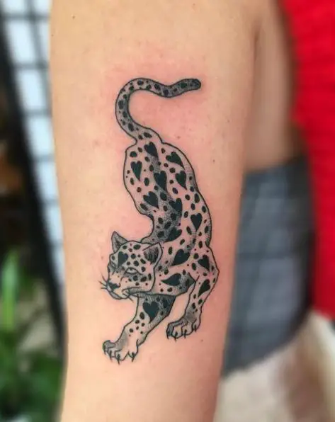 Black and Grey Leopard Tattoo Piece