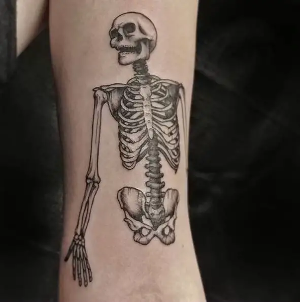 Black and Grey Skeleton Tattoo