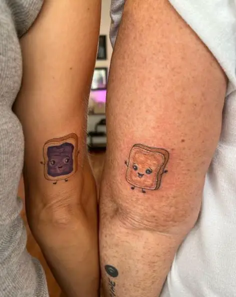 PBJ Couple Back of Arm Tattoo