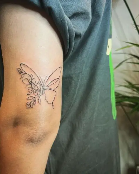 Floral and Butterfly Combo Tattoo