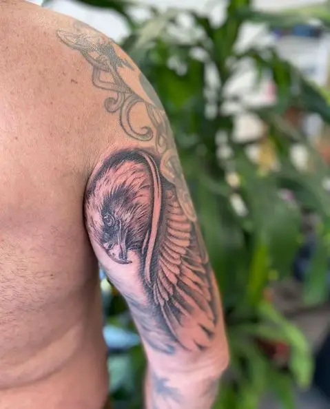 Greyscale Eagle Back of Arm Tattoo