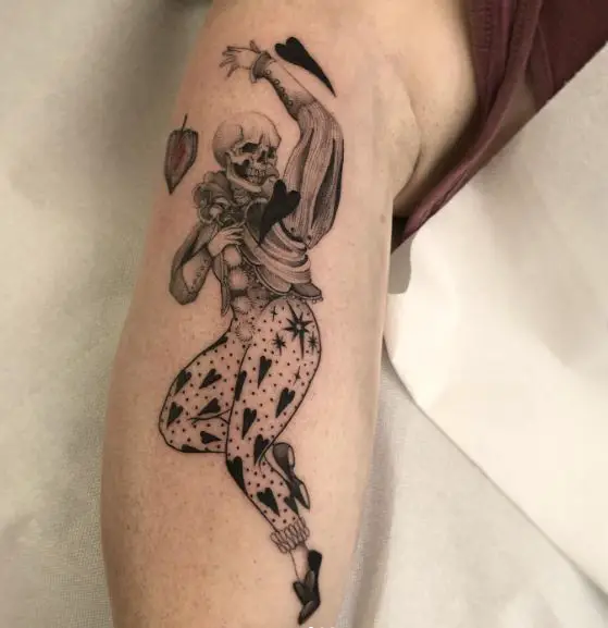 Greyscale Joker Skeleton Tattoo Piece