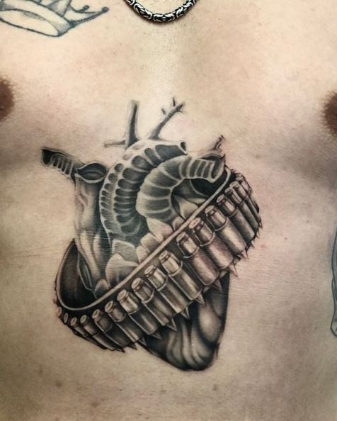 Heart with Ammo Strap Belt Tattoo