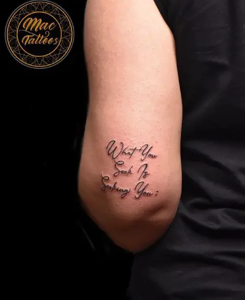 Life Quote Back of Arm Tattoo