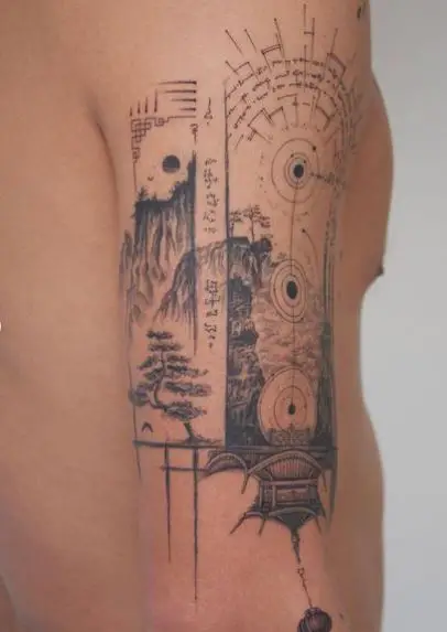 Nature Themed Back of Arm Tattoo