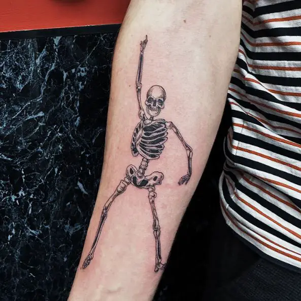 Partying Skeleton Forearm Tattoo