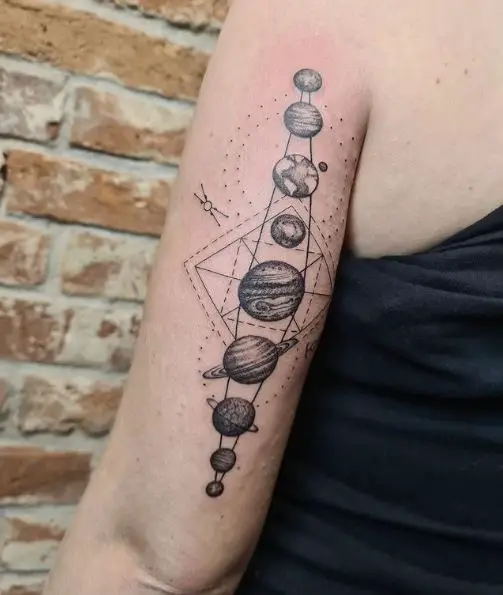 Planetary Constellation Back of Arm Tattoo