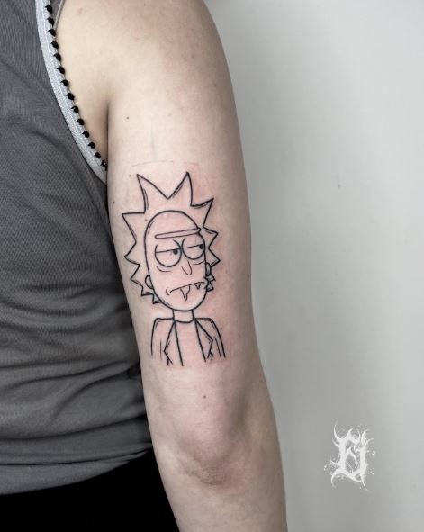 Rick Sanchez Line Work Arm Tattoo