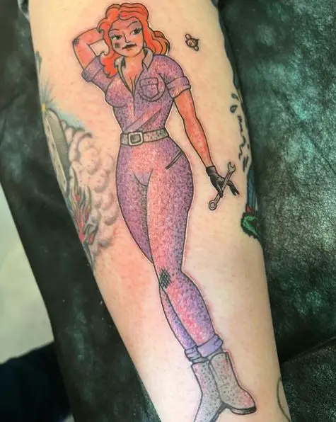 Sparkly Lady Mechanic Tattoo