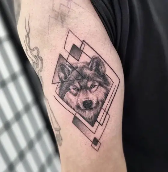 Teeny Tiny Wolf Portrait Tattoo Piece