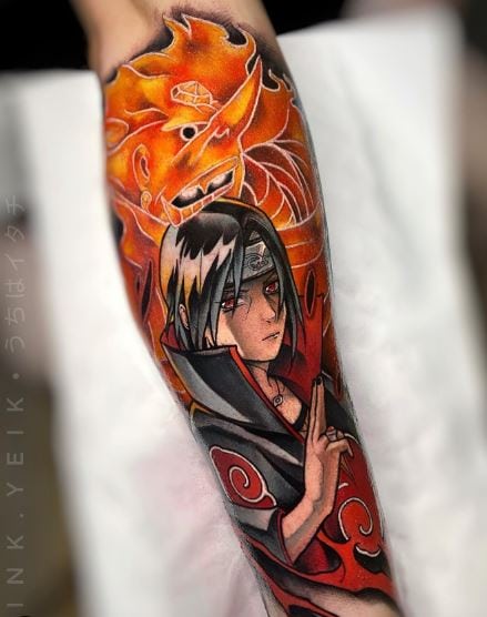 Uchiha Itachi Anime Art Sleeve Tattoo