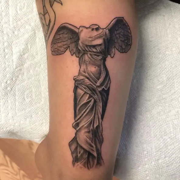 Winged Victory of Samothrace Back of Arm Tattoo