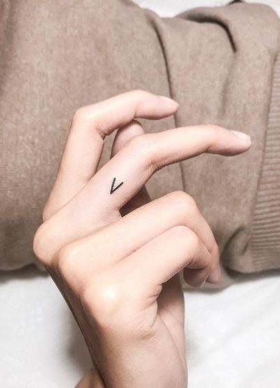 Simple Letter V Initial Finger Tattoo