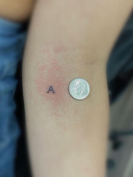 Minimalistic Simple Letter A Initial Elbow Pit Tattoo