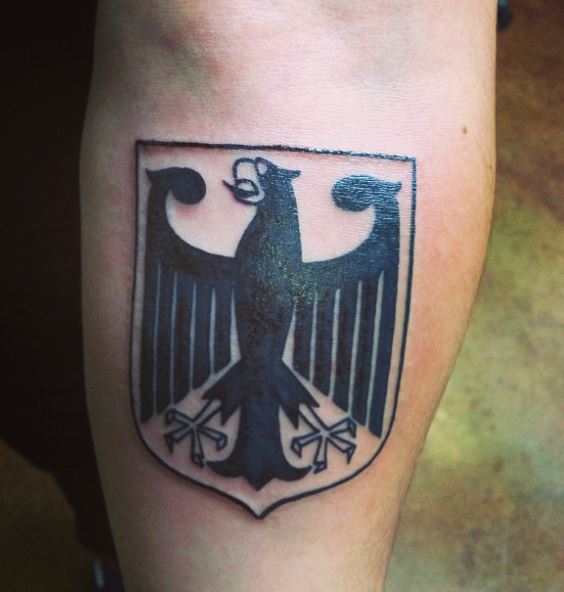 Minimalistic German Eagle Calf Tattoo