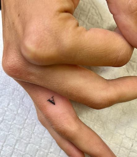 Minimalistic Simple Letter A Initial Finger Tattoo