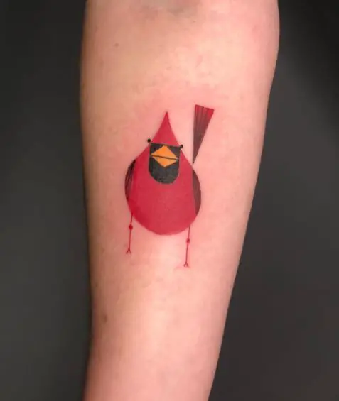 Traditional Colorful Cardinal Forearm Tattoo