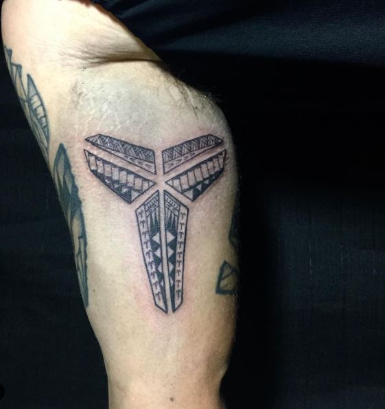 Kobe Bryant Logo with Black Mamba Skin Arm Tattoo