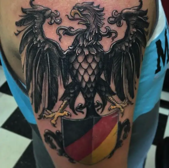 German Eagle with German Coat of Arms Arm Tattoo