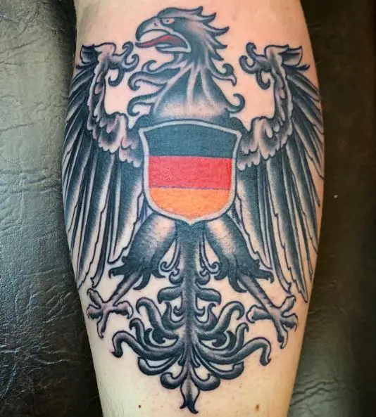 German Eagle with German Flag Forearm Tattoo
