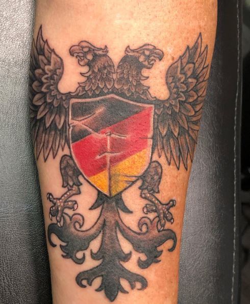 German Eagle with German Shield Forearm Tattoo