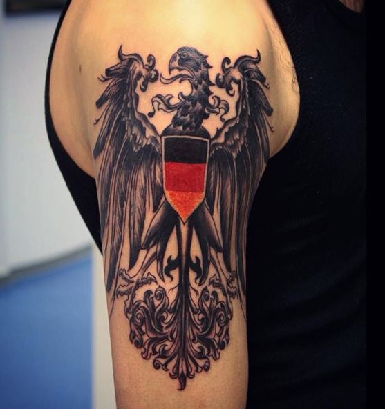 German Eagle with German Flag Arm Tattoo