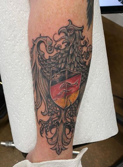 German Eagle with German Coat of Arms Forearm Tattoo
