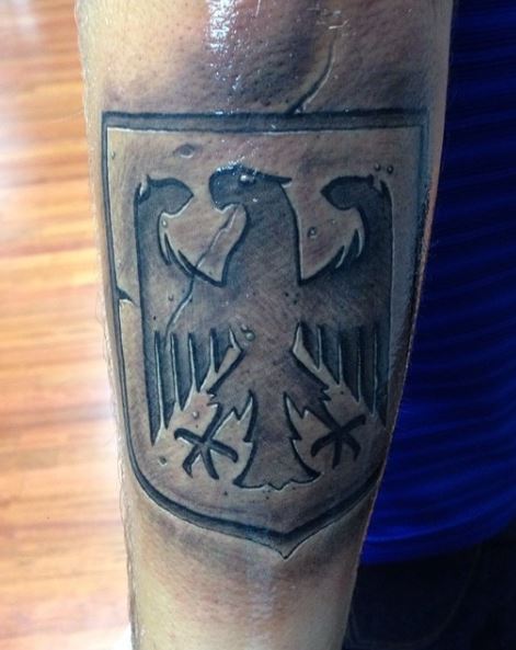 German Eagle Forearm Stamp Tattoo